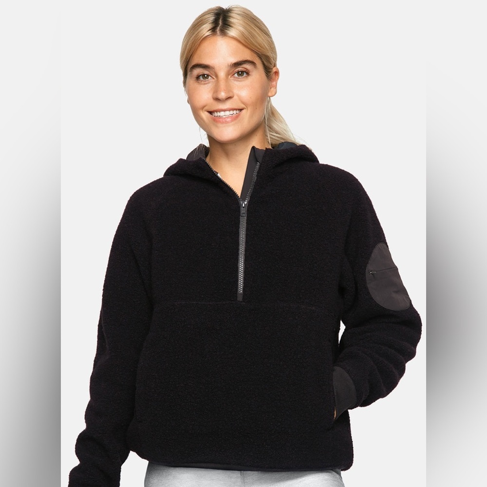 Outdoor Voices Black Fleece Half-Zip Hoodie